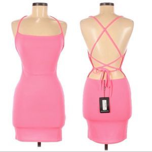 PrettyLittleThing | Pink Tie Mini Dress